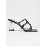 Pierre Cardin® | PC-53042- 3478 Siyah Rugan-Kadın Taşlı Şeffaf Topuklu Terlik