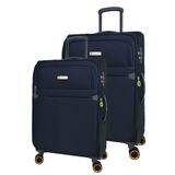 Pierre Cardin PC6000 Ultra Light Hafif Lüx Kumaş Büyük Boy Orta Boy Lacivert 2'li Valiz Seti
