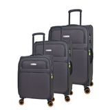 Pierre Cardin PC6000 Ultra Light Hafif Lüx Kumaş Gri 3'lü Valiz Seti