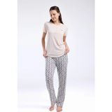 Pierre Cardin PC8961 Açık Bej Kadın Düğme Detaylı Yazlık Ikili Pijama Takımı - S
