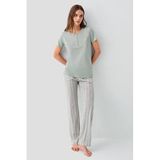 PİERRE CARDİN PC9173 BAYAN BATTAL PİJAMA TAKIM SU YEŞİLİ