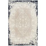Pierre Cardin Pier Zen HG01A Krem Lacivert Viskon Akrilik Yumuşak Leke Tutmaz Silinebilir Halı KREM MAVİ 100 x 300