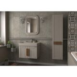 Pierre Cardin Pio 70CM Matt Mocha Ahşap Kulplu Banyo Dolabı (Ayna+Lavabo+Alt Dolap) - Kahverengi