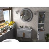 Pierre Cardin Pio 85CM Matt Anthracite (Gri) Ahşap Kulplu Banyo Dolabı (Ayna+Lavabo+Alt Dolap) - Pio-85-A - Antrasit Gri Mat