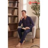 Pierre Cardin Premium Erkek %100 Pamuklu Klasik Yaka Rahat Kalıp Düğmeli Uzun Kollu Kutulu Çeyizlik Pijama Takım