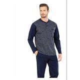 Pierre Cardin Premium Erkek Düğmeli Yaka Uzun Kollu Jakarlı Özel Kutulu Pijama Takım