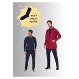 Pierre Cardin Robdöşambırlı Pijama Takımı, 3'lü Kutulu Damat Çeyiz Seti, Bordo, XL