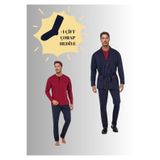 Pierre Cardin Robdöşambırlı Pijama Takımı, 3'lü Kutulu Damat Çeyiz Seti, Lacivert, M