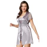 Pierre Cardin Royal Saten Dantelli 3'lü Kadın Sabahlık-Şort Takım 2480