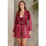 Pierre Cardin Saten 4lü Gecelik Sabahlık Şort Seti Bordo 7200