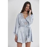 Pierre Cardin Saten Dantelli 3'lü Şort & Kombi & Sabahlık Takım 2490 Mist