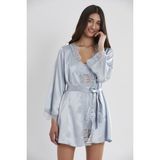 Pierre Cardin Saten Dantelli 3'lü Şort & Kombi & Sabahlık Takım 2490 - XL - Mist