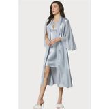 Pierre Cardin Saten Dantelli Gecelik ve Sabahlık Takımı 4375 Mist