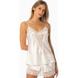 Pierre Cardin Saten Dantelli Şort & Kombi Takım - 430 - XL - Ekru