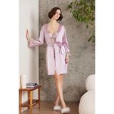 Pierre Cardin Saten Gecelik Sabahlık Pijama Şort 6'lı Çeyiz Seti 6000 Rose