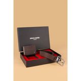 Pierre Cardin-Set 4- % 100 Hakiki Deri Özel Hediye Kutulu Damat Kemer Cüzdan Çeyiz Seti - Kahve