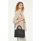 Pierre Cardin Siyah Monogram Desenli Kadın Omuz Çantası - 3 Bölmeli Fonksiyonel Kol Çantası