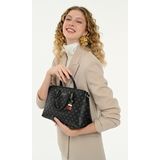 Pierre Cardin Siyah Monogram Fermuar Kapamalı Ayarlanabilir Çıkarılabilir Askılı Kadın Omuz Çantası 05PC25K10352 - Genişlik x Yükseklik x Derinlik: 32x22x11 cm - 0 - Siyah