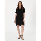 Pierre Cardin Siyah Regular Fit Keten Kısa Dokuma Elbise 50309345-VR046