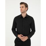 Pierre Cardin Slim Fit Armürlü Uzun Kollu Gömlek 2018583 - Siyah