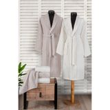 Pierre Cardin Soft Diamond Aile Bornoz Seti, Vizon-Ekru, Unisex