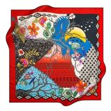 Pierre Cardin Sura Ipek Eşarp 7815-312 - 90 x 90 cm - Kırmızı - Renkli