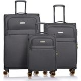 Pierre Cardin Ultra Lüks Hafif Kumaş 6000-set Antrasit Unisex 3 Lü Valiz Seti