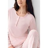 Pierre Cardin Uzun Kollu Pembe Pamuk-Modal Düğmeli Kadın Pijama Takımı, 4XL