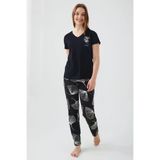 Pierre Cardin Wanderful Siyah Kadın Kısa Kol Pijama Takım