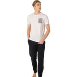 Pierre Cardin Y25 6075 Lacivert Erkek Penye Pijama Takımı - Beyaz - XL