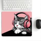 Pierrebella 18x22 Cm Desenli Mouse Pad Uyuyan Kedi Baskılı Tasarımlı Mouse Pad,Ofis Aksesuarları Sleepy Cat - Pembe