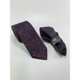 Pierroni Erkek Kravat Lacivert Kırmızı Desen Mikrofiber Malzeme ile 7 cm Genişlikte - Lacivert - Kırmızı