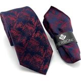Pierroni Lacivert Açık Bordo Desenli Kravat P0385 Microfiber Kumaş ile Özel Günler İçin Uygun - Renkli