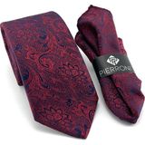 Pierroni Renkli Açık Bordo Lacivert Desenli Kravat Microfiber Kumaş ile Özel Günler İçin Uygun