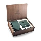 PİERRONİ Yeşil Kravat 4'Lü Özel Ahşap Kutulu Set