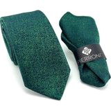 Pierroni Yeşil Lacivert Desenli Microfiber Kravat Mendilli Renkli Erkek Şıklığı