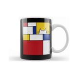 Piet Mondrian Inspired Cat Kedi Kupa Bardak Porselen Karışık