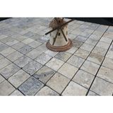 Pietramosaic Eskitme Doğal Taş Dekorasyon Gümüş Silver Traverten Mermer Duvar Kaplama Fileli Mozaik 5x5 cm