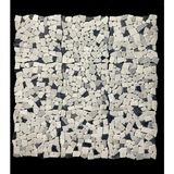 Pietramosaic Puzzle Carrara & Siyah Mermer Mıx Eskitme Mozaik Doğaltaş Duvar Kaplama - 1 Adet