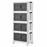 Piev Emayhome Çok Amaçlı Kilitli Kapaklı 4 Katlı İstiflenebilir Tekerlekli Organizer Dolap, Katlanabilir Plastik Düzenleyici Raf, Mutfak Banyo Genç Odası Garaj İçin Saklama Kabini, Beyaz (Beyaz)