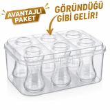 PİEV URVE 6 Gözlü Çay Bardağı Taşıma Kabı Aparatı, Kilitli Kapaklı Bardak Saklama Kutusu, Mutfak, Piknik, Kamp ve Karavan İçin Pratik Taşıma Kabı
