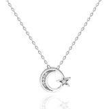 Pigado 925 Ayar Gümüş Swarovski Taşlı Ayyıldız Kolye