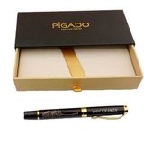 Pigado Besmele İşlemeli Kişiye Özel Siyah Roller Kalem 13x1.3 cm Altın Kapaklı Tekli Paket - Sarı