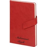 Pigado Isme Kişiye Özel Mıknatıslı Termo Deri Çizgili Defter - Kırmızı