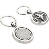 Pigado Isme Kişiye Özel Uçak Figürlü Dönebilen Metal Unisex Anahtarlık - standart - Gri