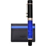 Piguet Taurus Océan Bleu Siyah Mavi Rollerball Kalem ve Deri Kartlık Set - Standart