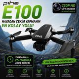 Piha E100 Fırçasız Motor Hd 720P Çift Kameralı 2BATARYA&25DAKIKA Uçuş Taşıma Çantalı Drone - Siyah