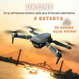 Piha E58 Drone Yeni Fırçasız Motor 2batarya Ile 30DAKİKA Uçuş Süresi Hd 720P Çift Kameralı Taşıma Çantalı - Füme - 2 batarya