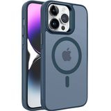 Piili İphone 15 Pro Max Metal Bracket Magsafe Mat Telefon Kılıfı Lacivert