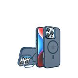 Piili iPhone 16 Pro Metal Bracket Mat Magsafe Mavi Uyumlu Telefon Kılıfı